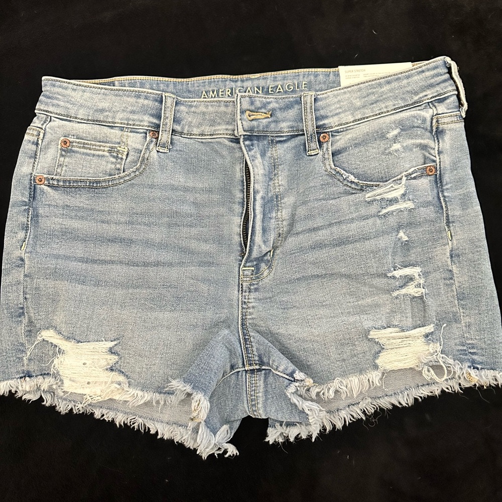 American Eagle Outfitters Light Blue Distressed Jean Shorts